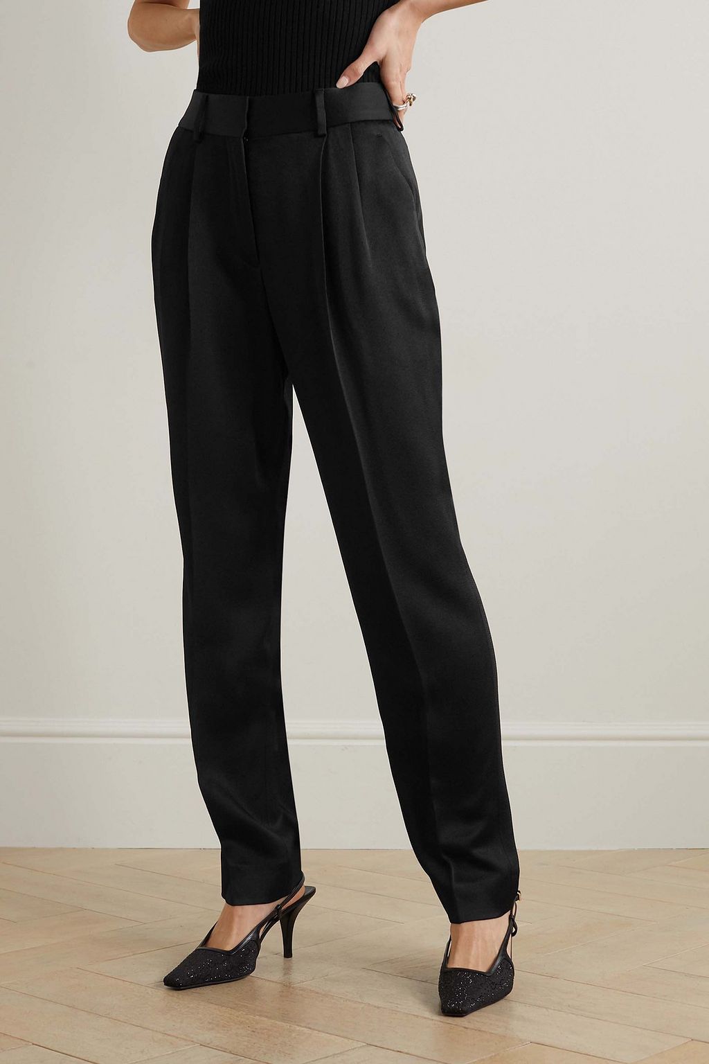 BLAZÉ MILANO Banker pleated satin tapered pants