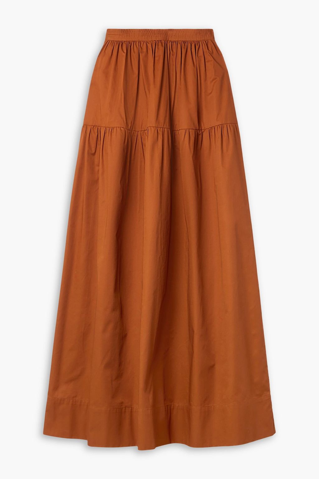 Tiered cotton poplin maxi skirt tan XS