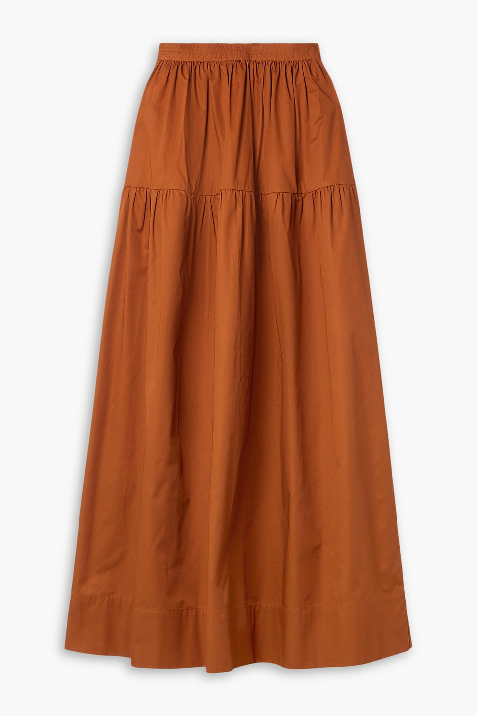 Co Gathered Tton-poplin Maxi Skirt In Light Brown
