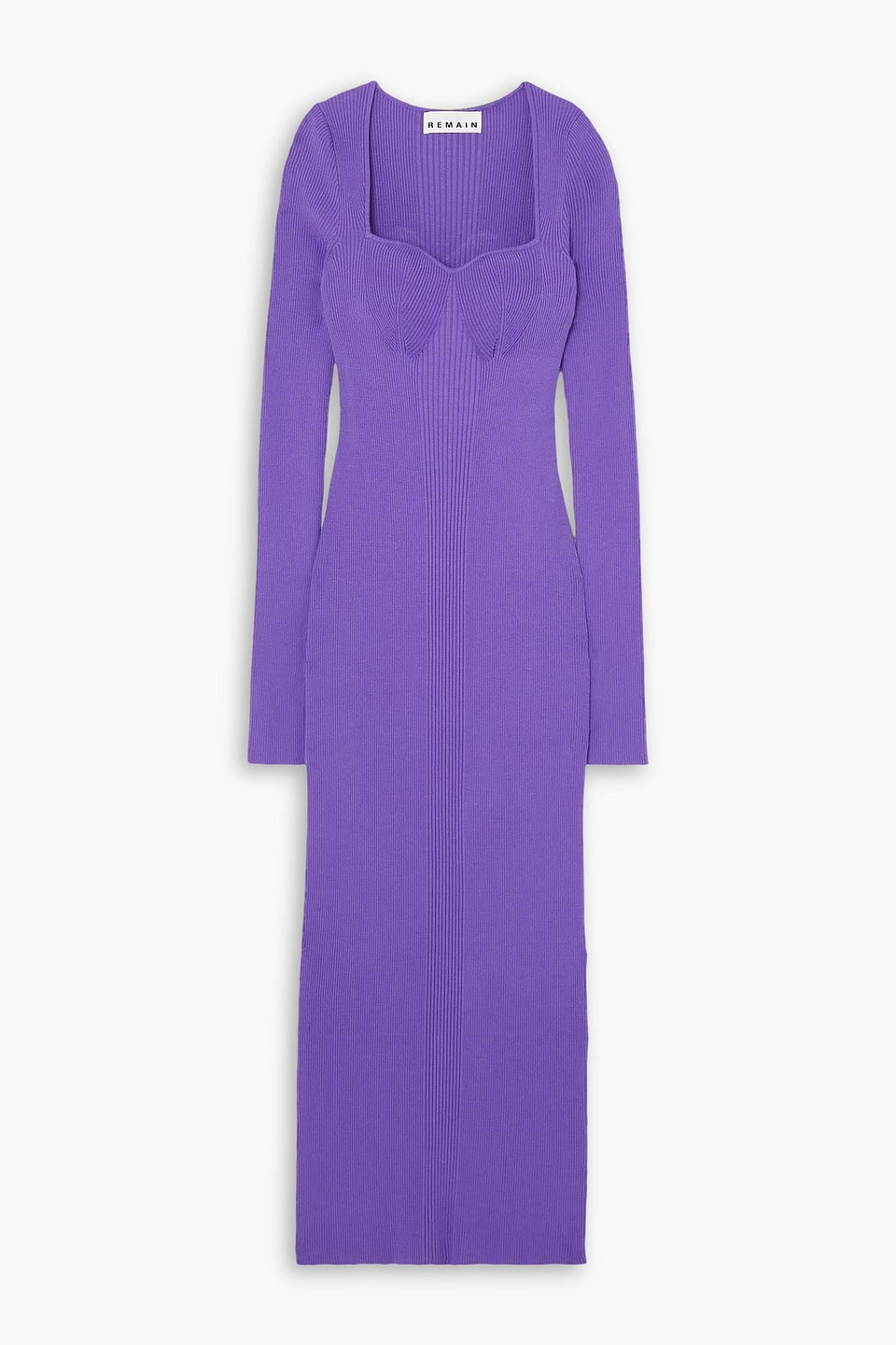 Remain Birger Christensen Sylia Ribbed-knit Midi Dress In Purple | ModeSens