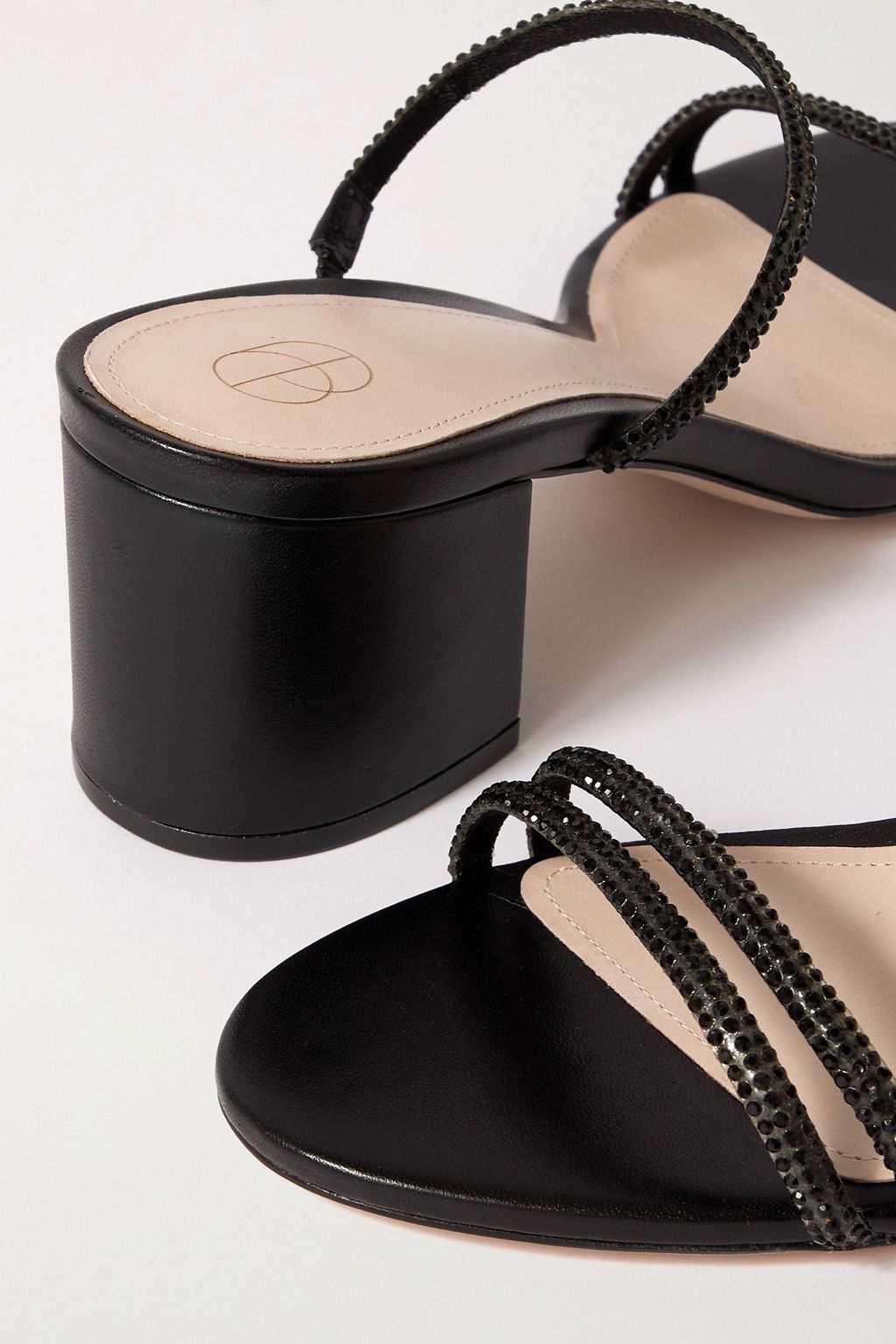 PORTE & PAIRE Crystal-embellished leather sandals