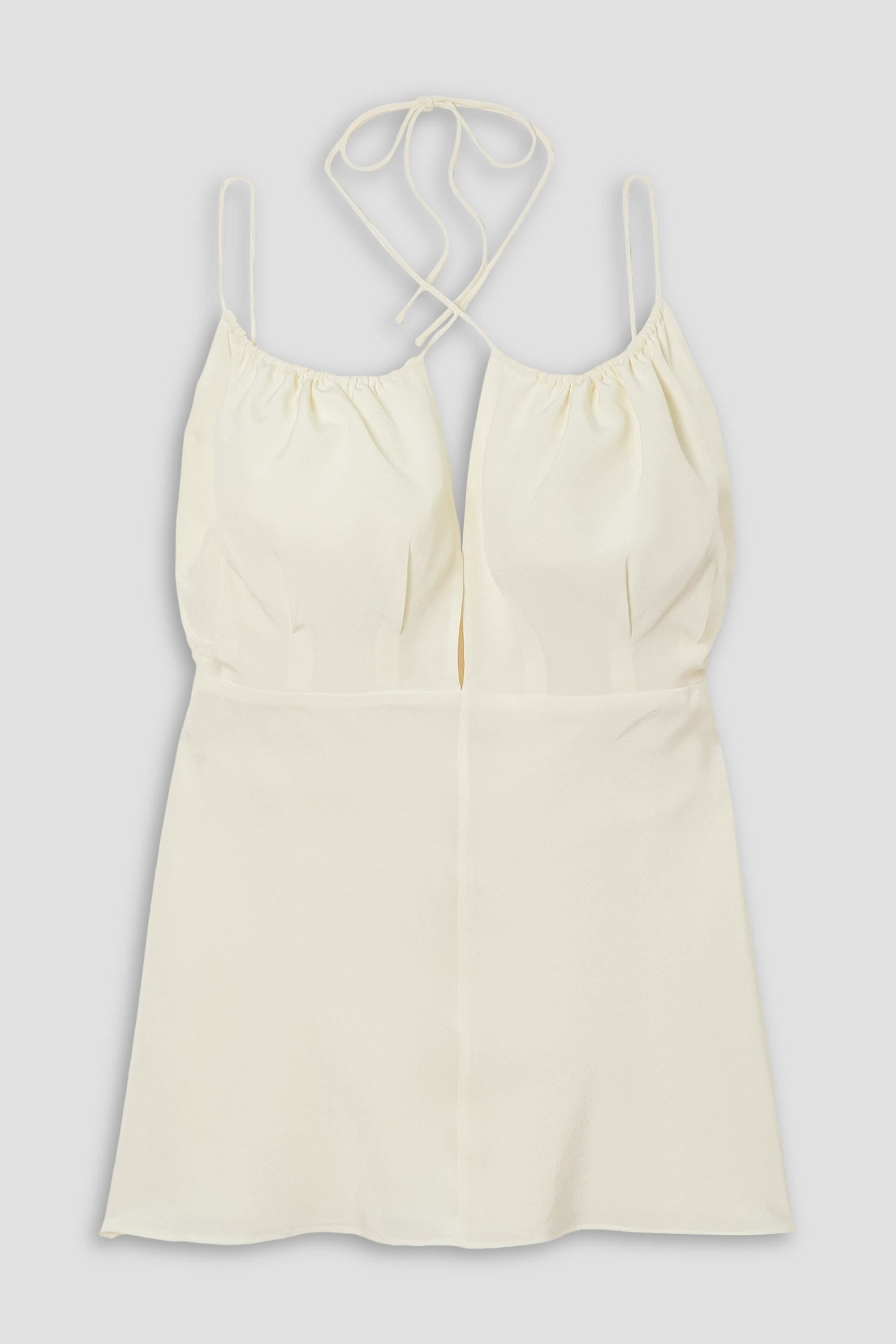 TOTEME Tie-detailed gathered silk crepe de chine camisole