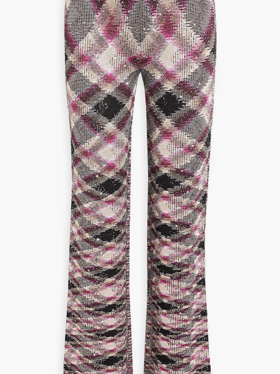 sequin-embellished jacquard-knit straight-leg pants