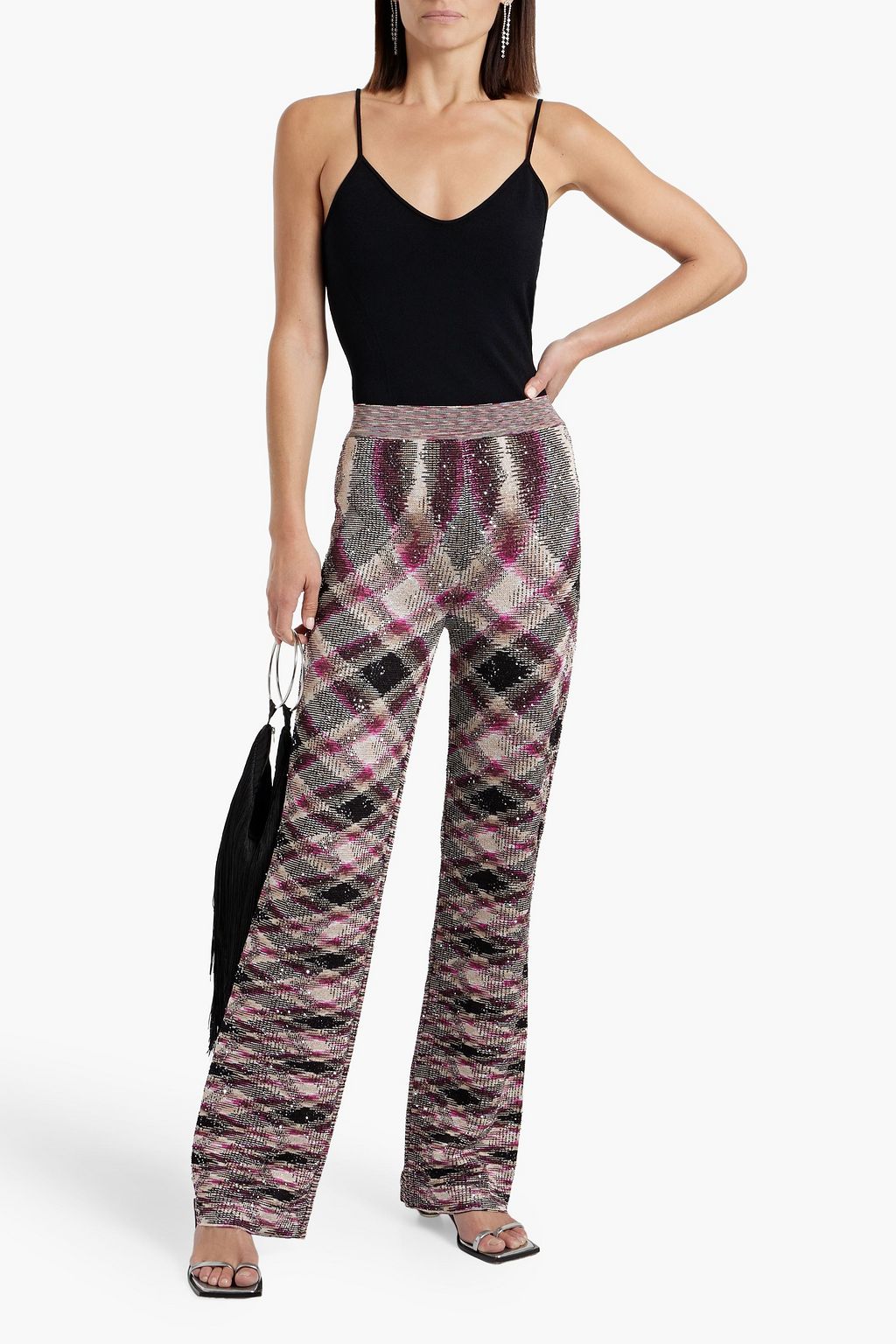 MISSONI Sequin-embellished jacquard-knit straight-leg pants