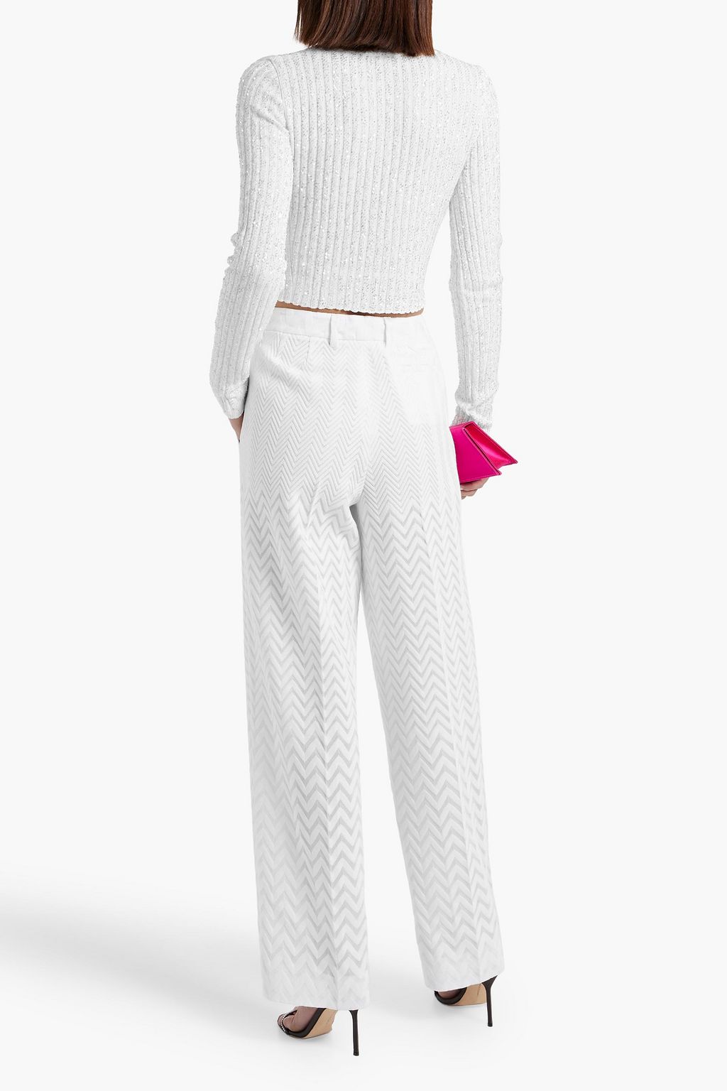MISSONI Cropped sequin-embellished ribbed-knit cardigan