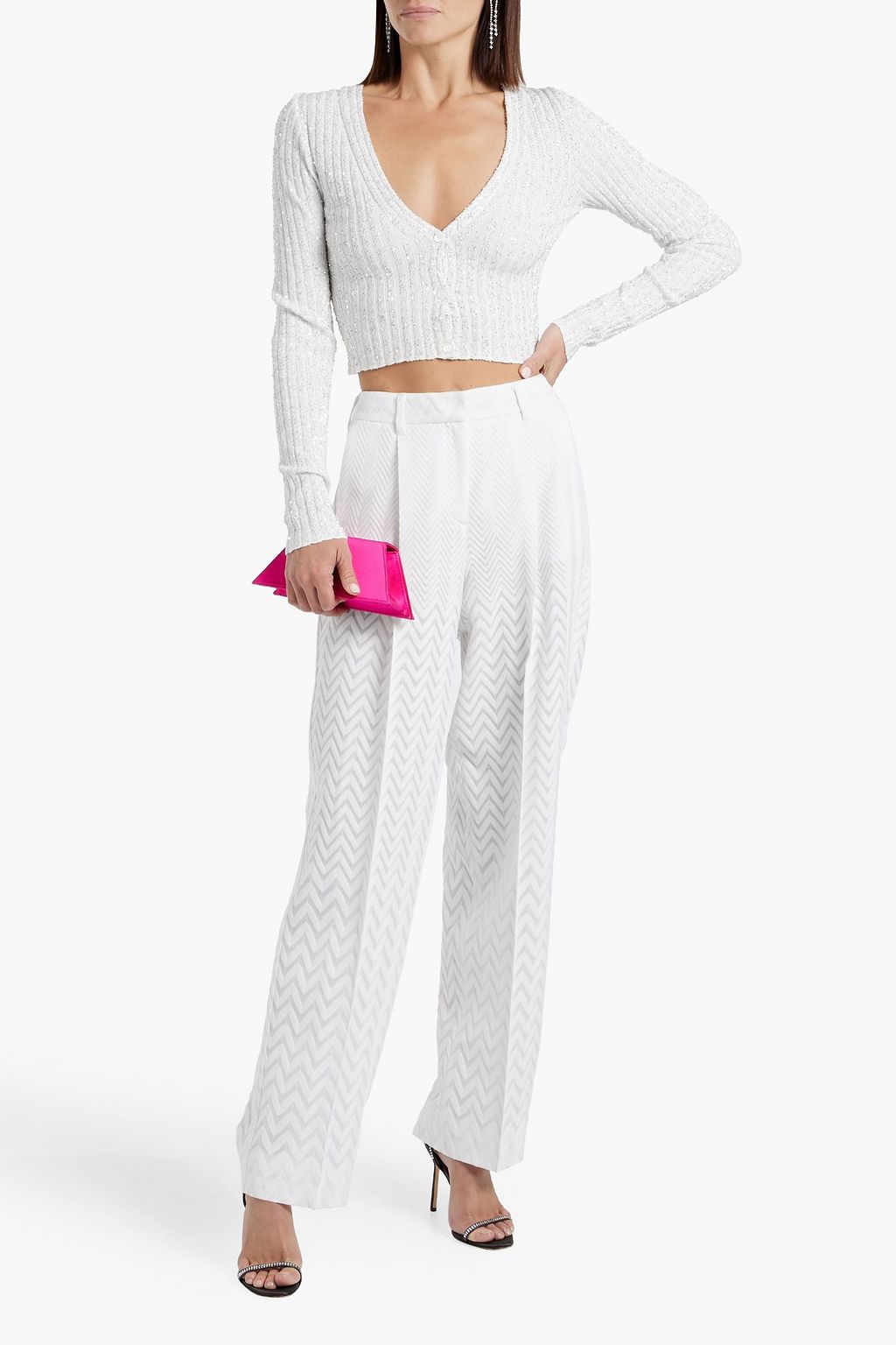 MISSONI Cropped sequin-embellished ribbed-knit cardigan