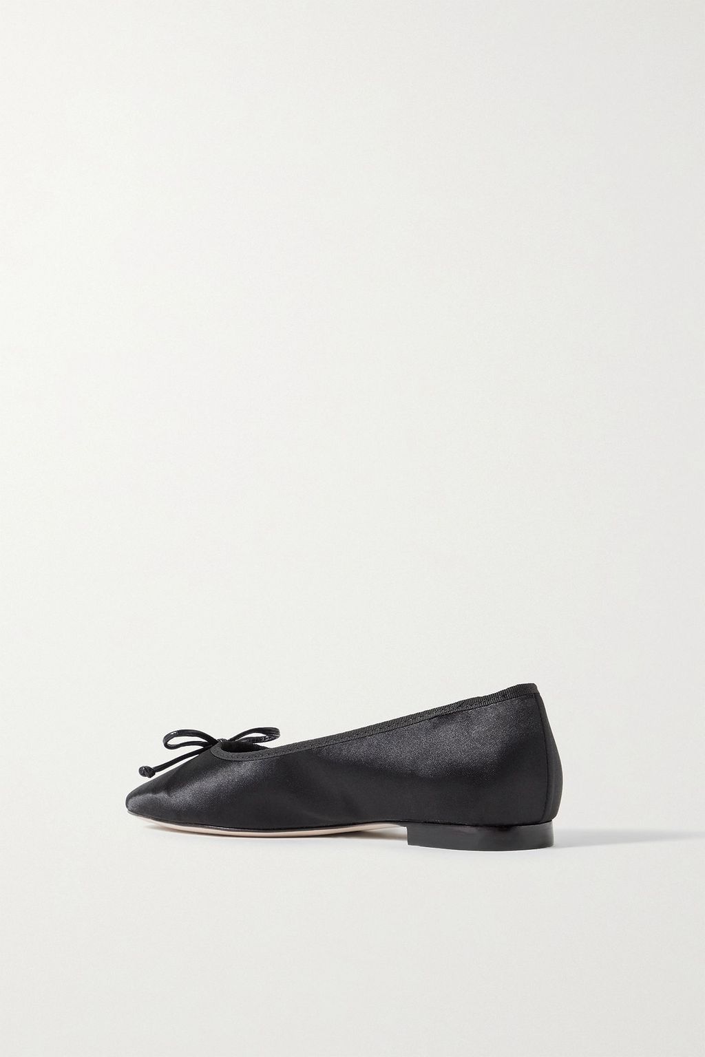 PORTE & PAIRE Bow-detailed leather-trimmed satin ballet flats
