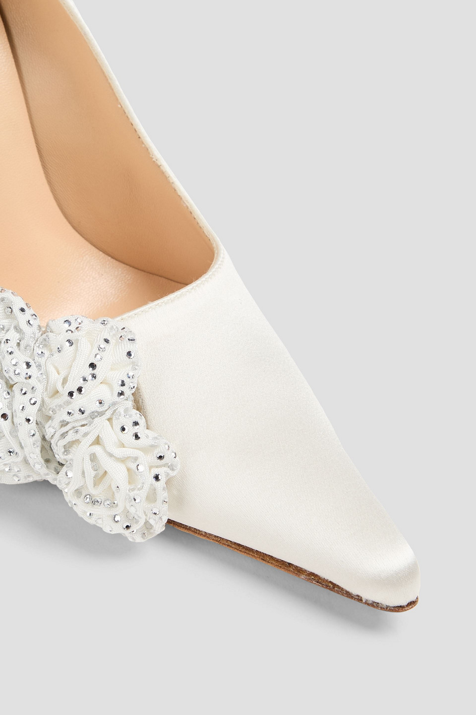 Magda Butrym Embellished Satin Pumps In Cream