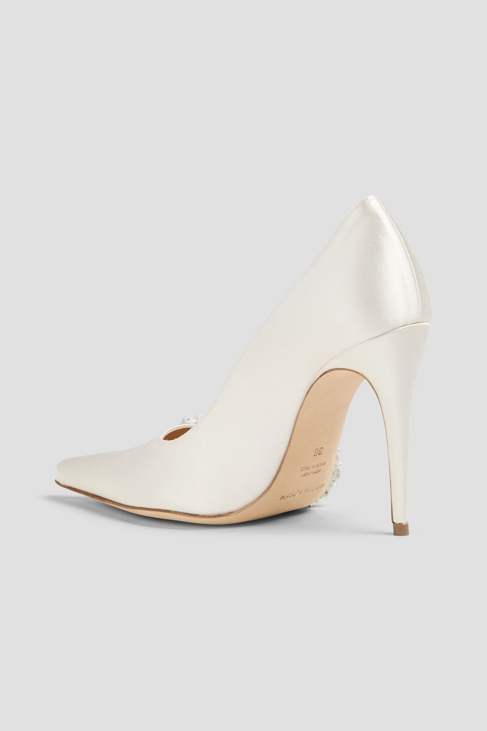 Magda Butrym Embellished Satin Pumps In Cream