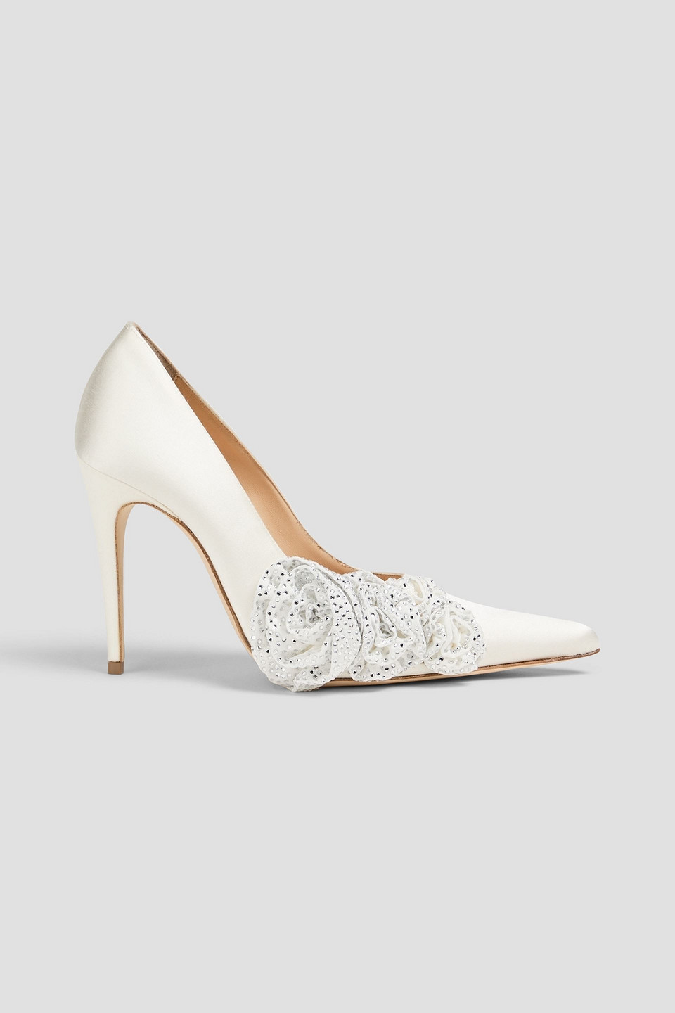 Magda Butrym Embellished Satin Pumps In Cream
