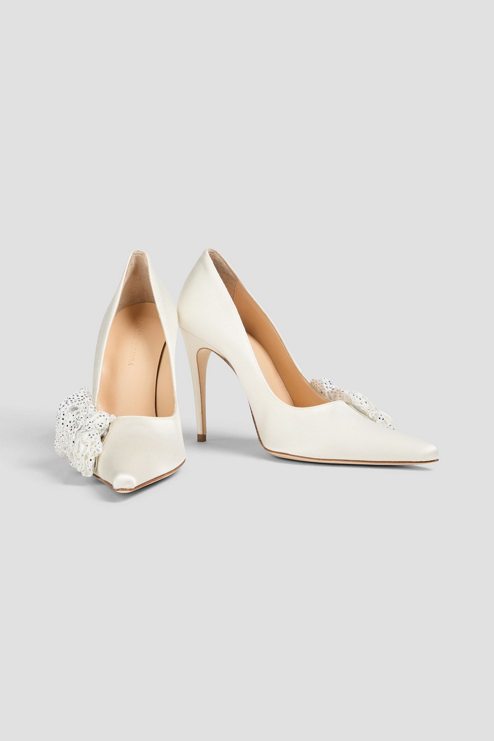 Magda Butrym Embellished Satin Pumps In Cream