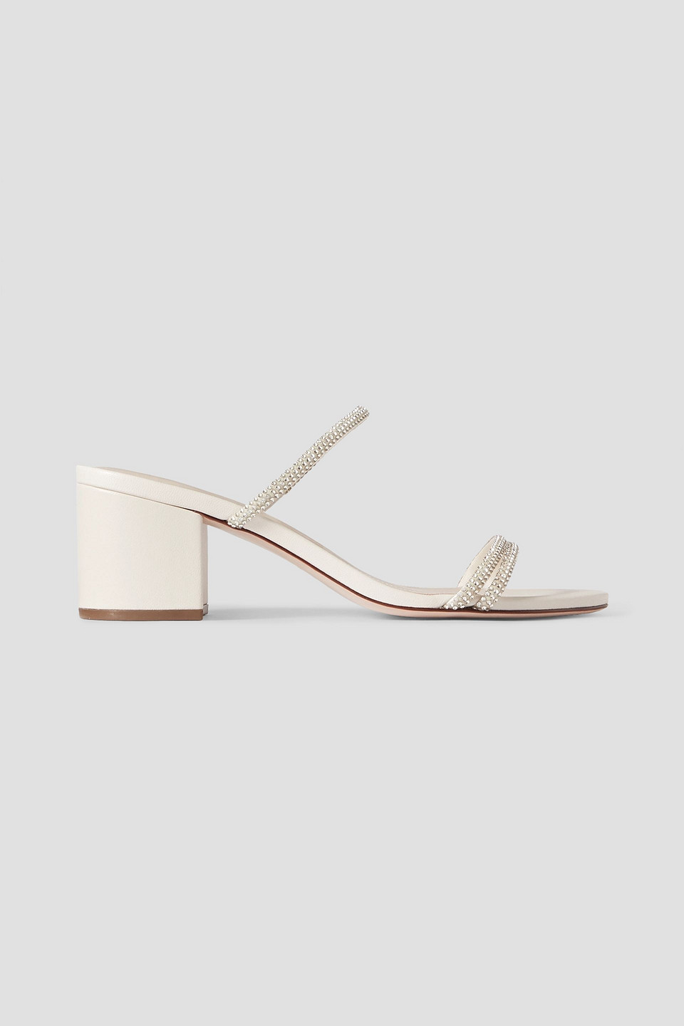 Porte & Paire Crystal-embellished Leather Sandals In Ivory