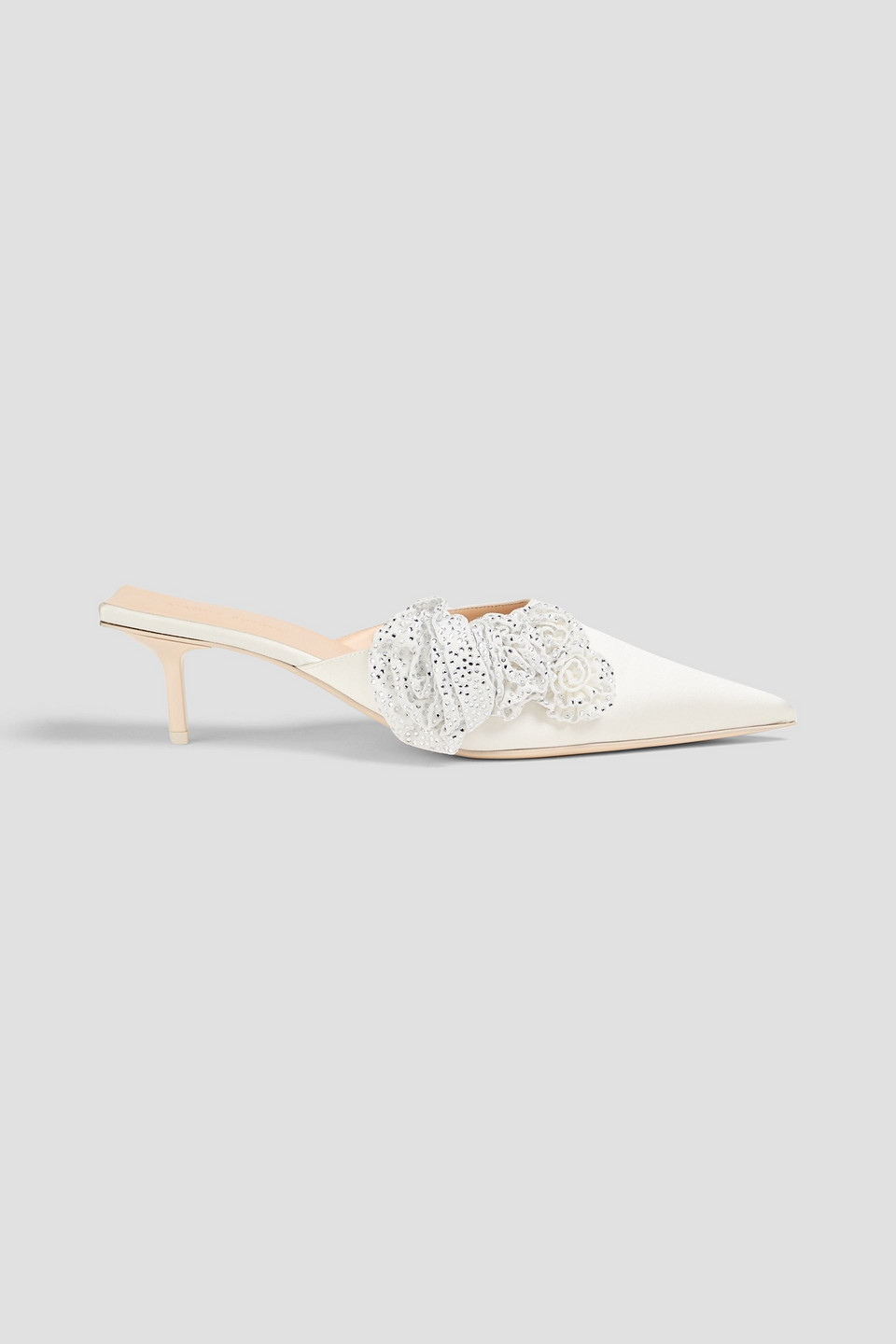 Magda Butrym Embellished Satin Mules In White
