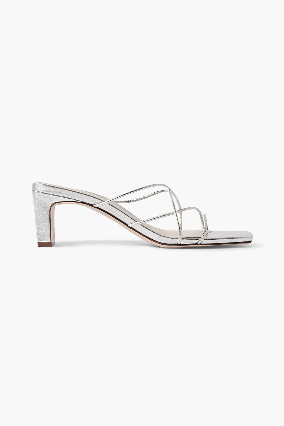 Porte & Paire Leather Mules In Silver | ModeSens