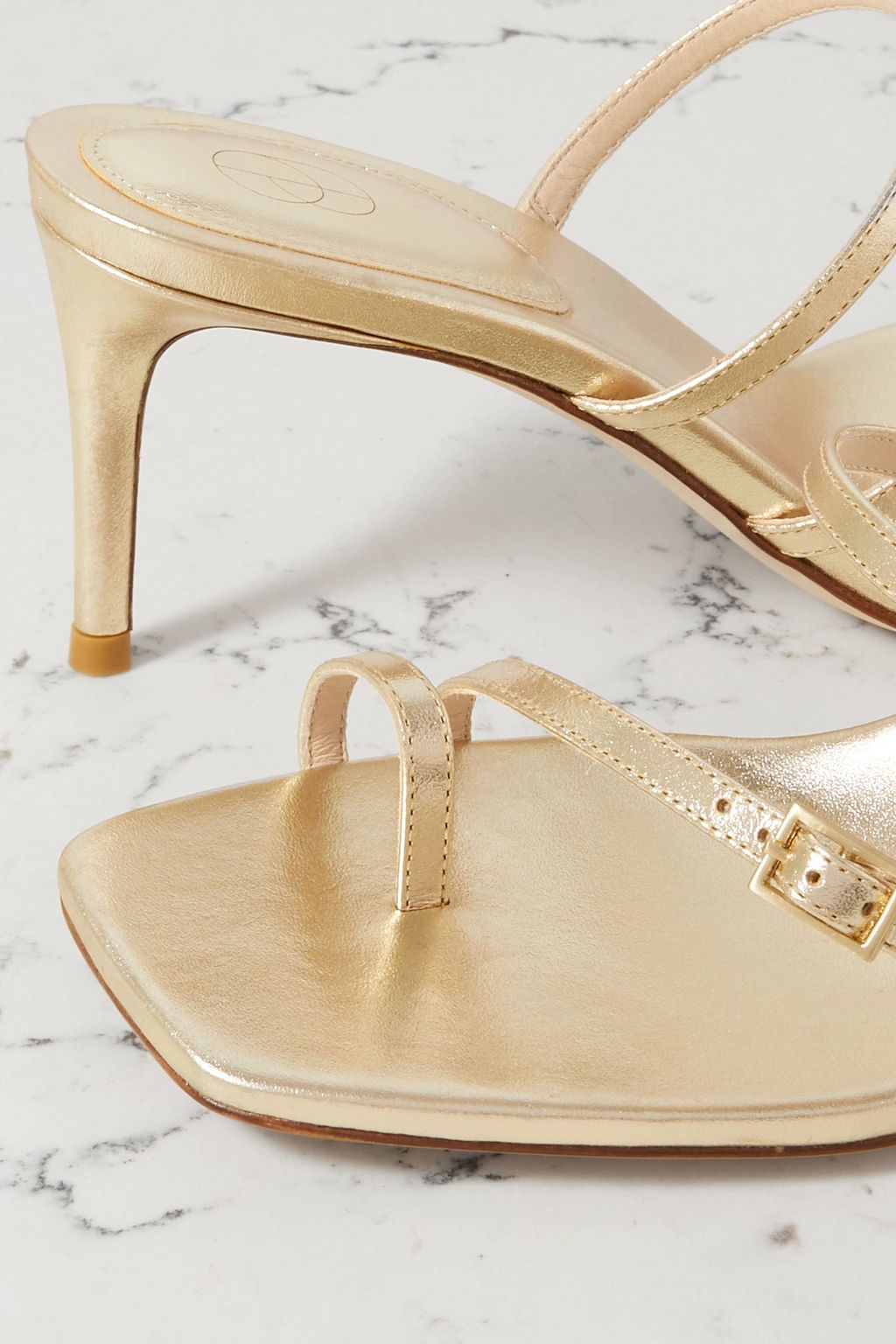 PORTE & PAIRE Metallic leather sandals
