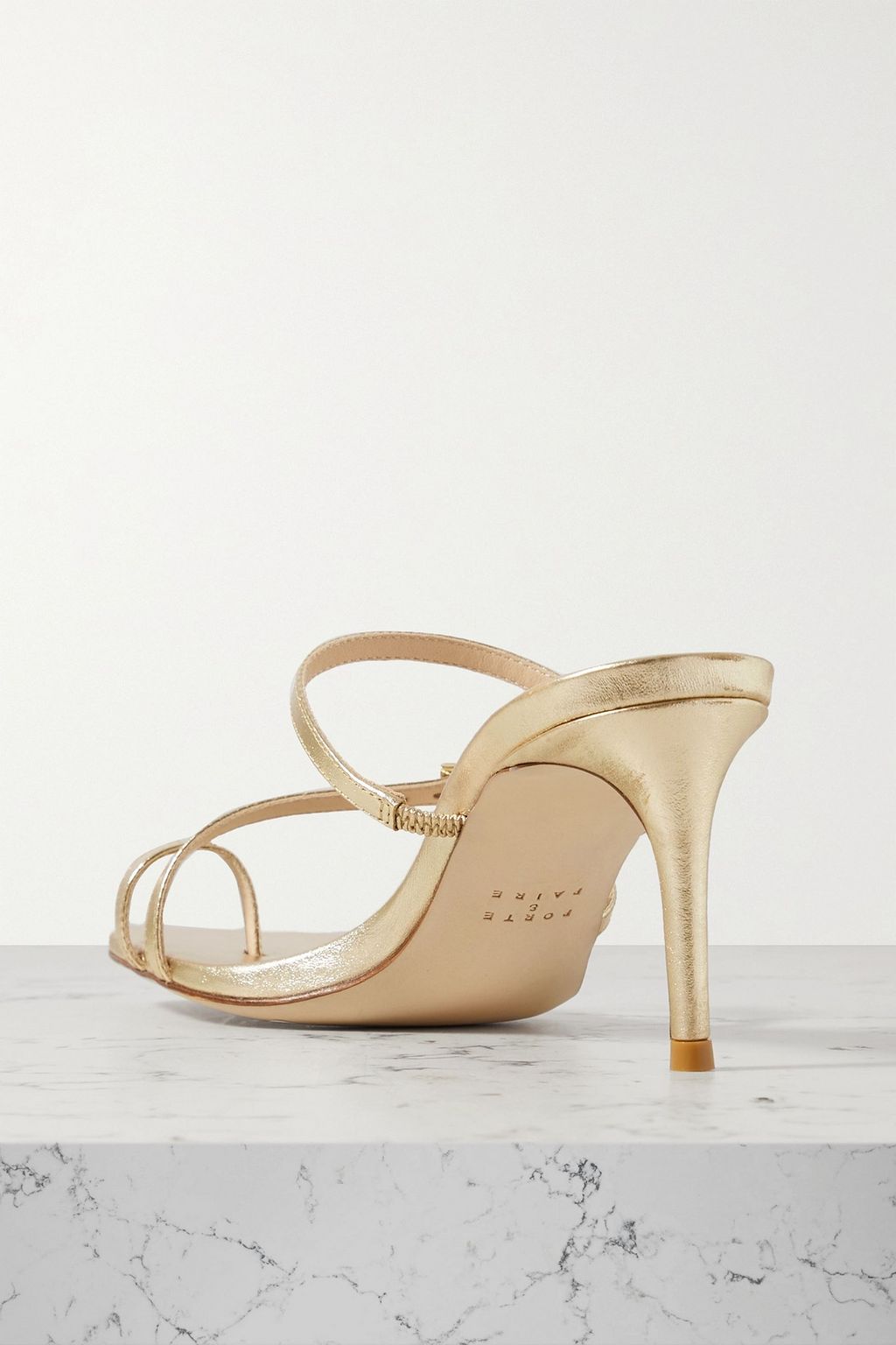 PORTE & PAIRE Metallic leather sandals