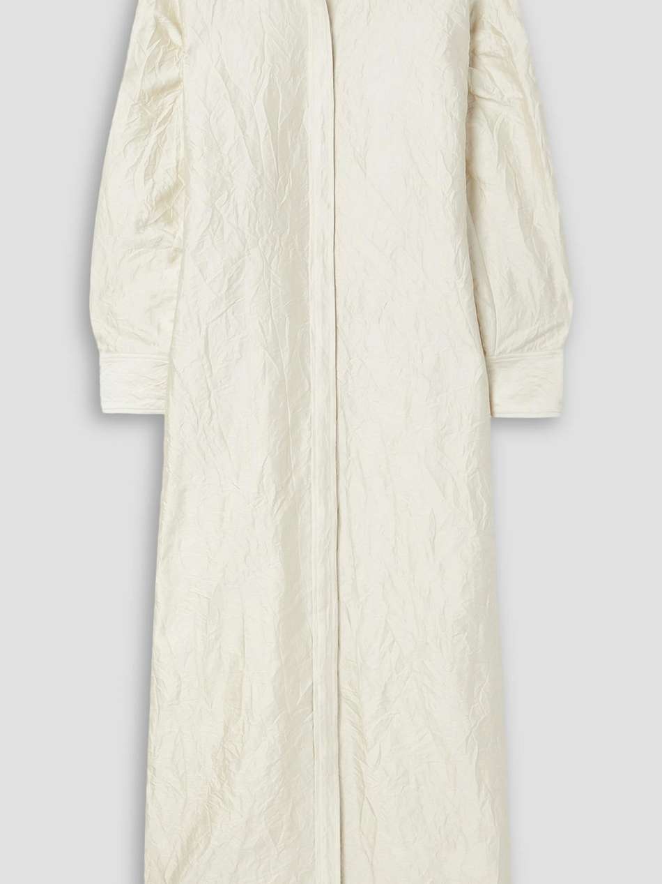 the gabriela crinkled satin-twill maxi shirt dress