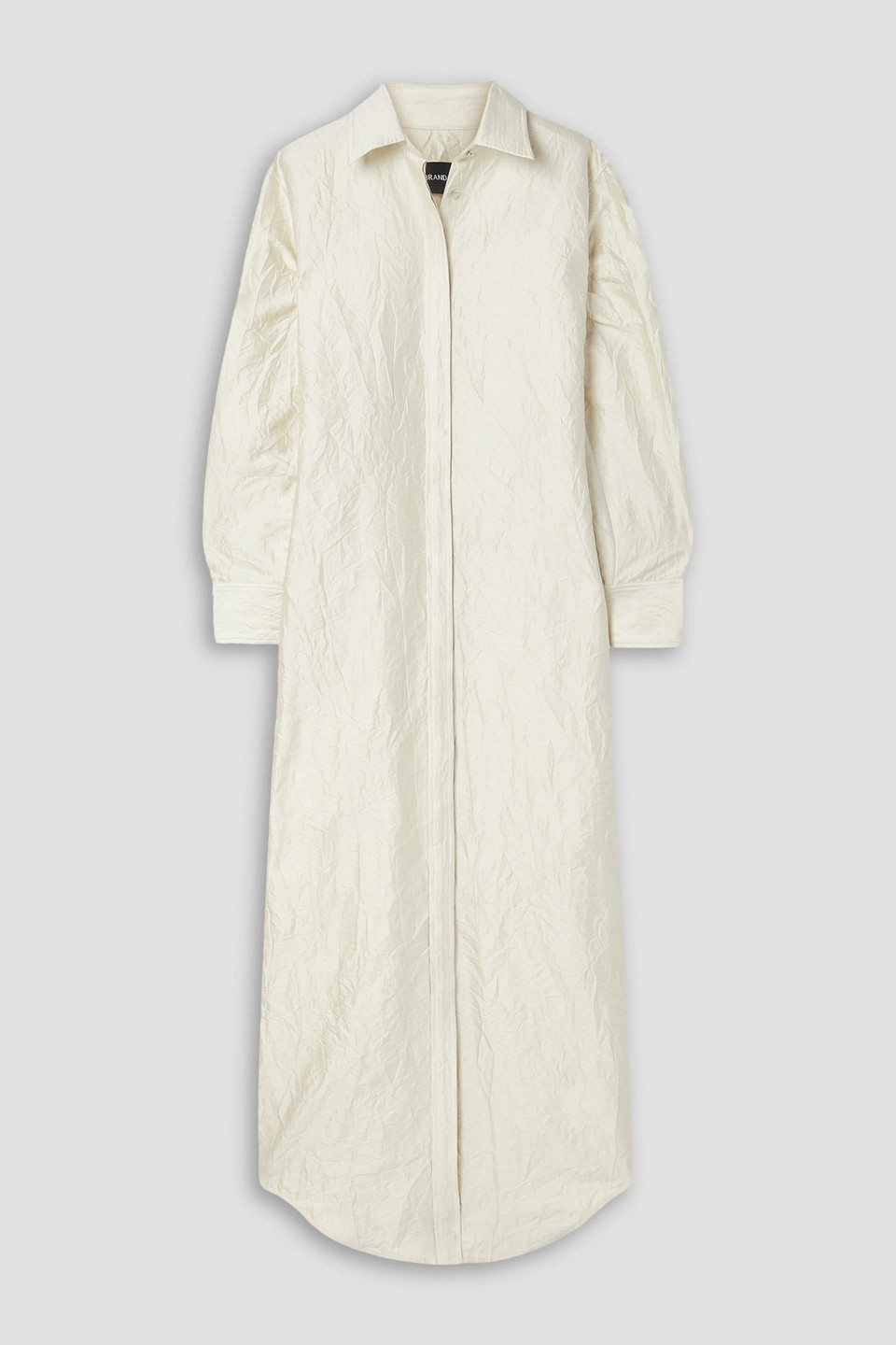 Brandon Maxwell The Gabriela Crinkled Satin-twill Maxi Shirt Dress In White
