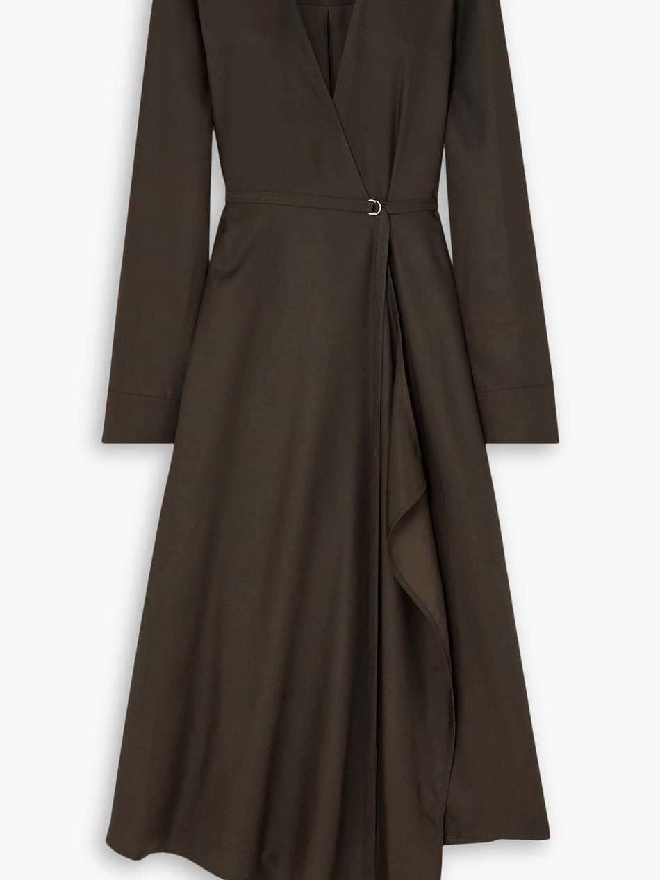 orion wrap-effect asymmetric tencel™ lyocell midi dress