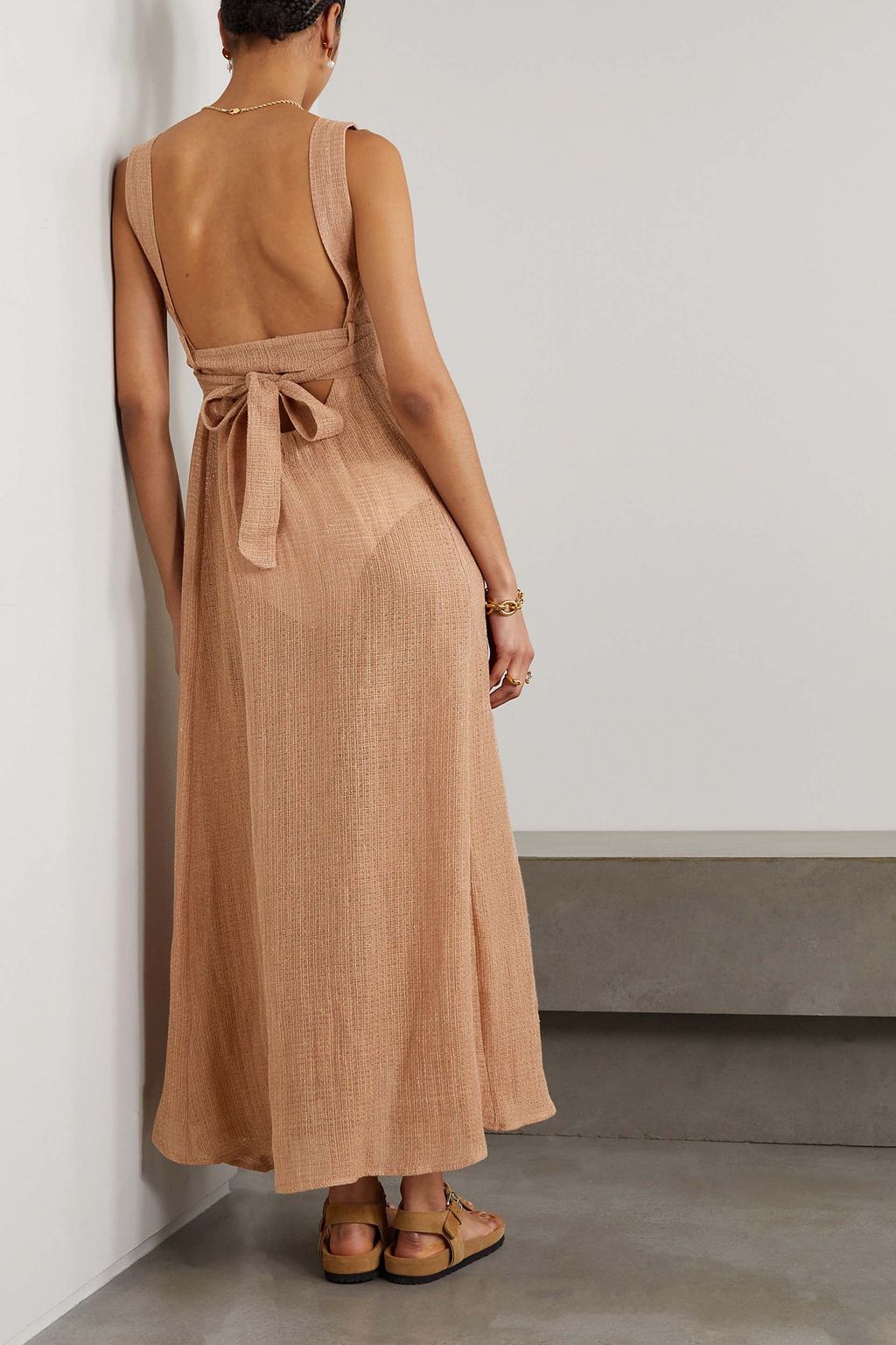 LE KASHA Assiout belted linen-gauze maxi dress