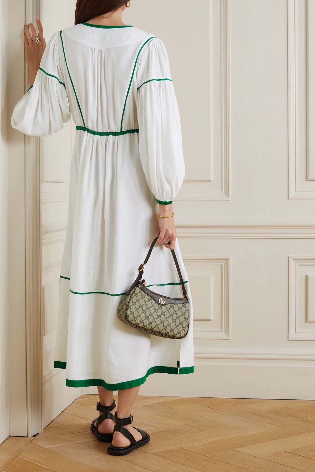 CEFINN Salone piped woven midi dress