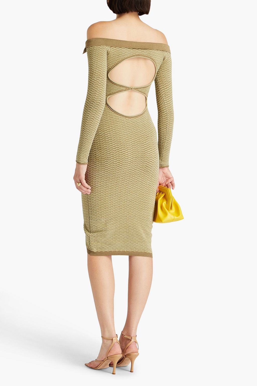 JACQUEMUS فستان La Robe Maille Pampero من مزيج من القطن بحبكة الجاكار بتصميم مكشوف الكتفين