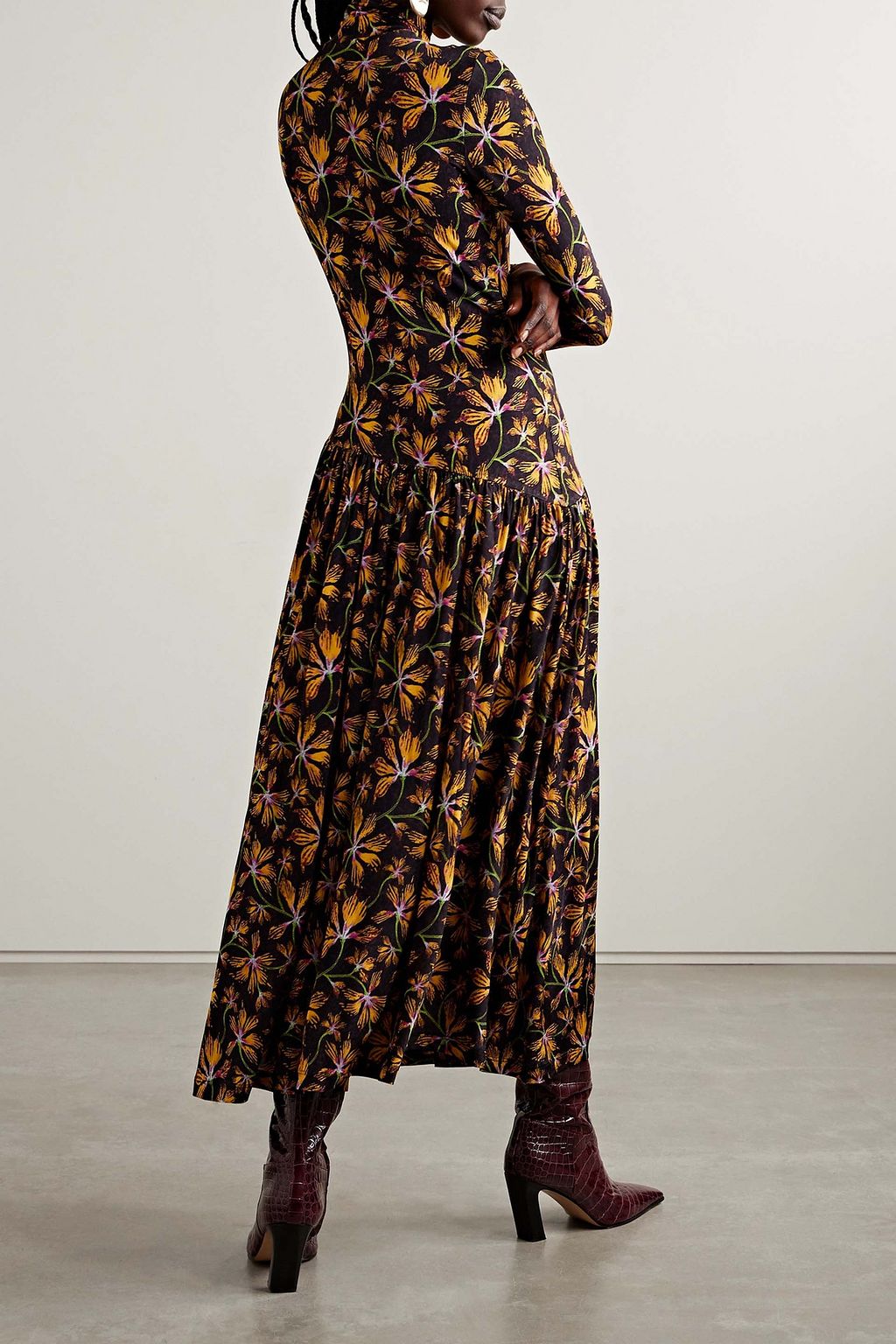 ULLA JOHNSON Fernanda floral-print stretch-jersey midi dress