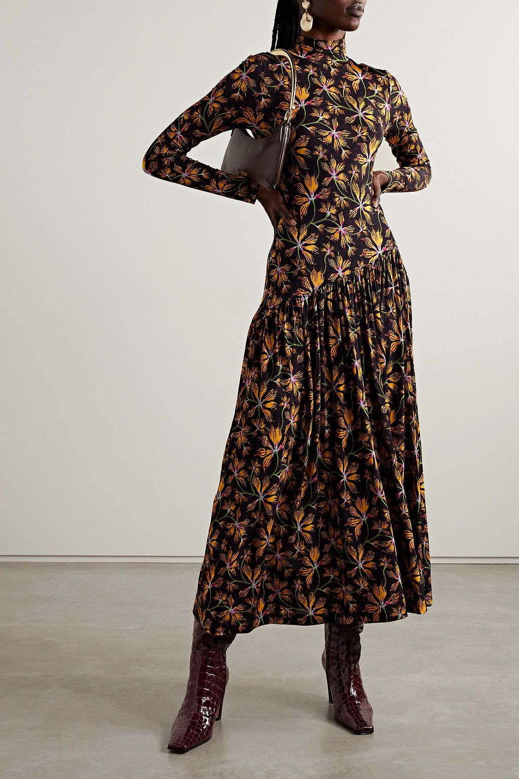 ULLA JOHNSON Fernanda floral-print stretch-jersey midi dress