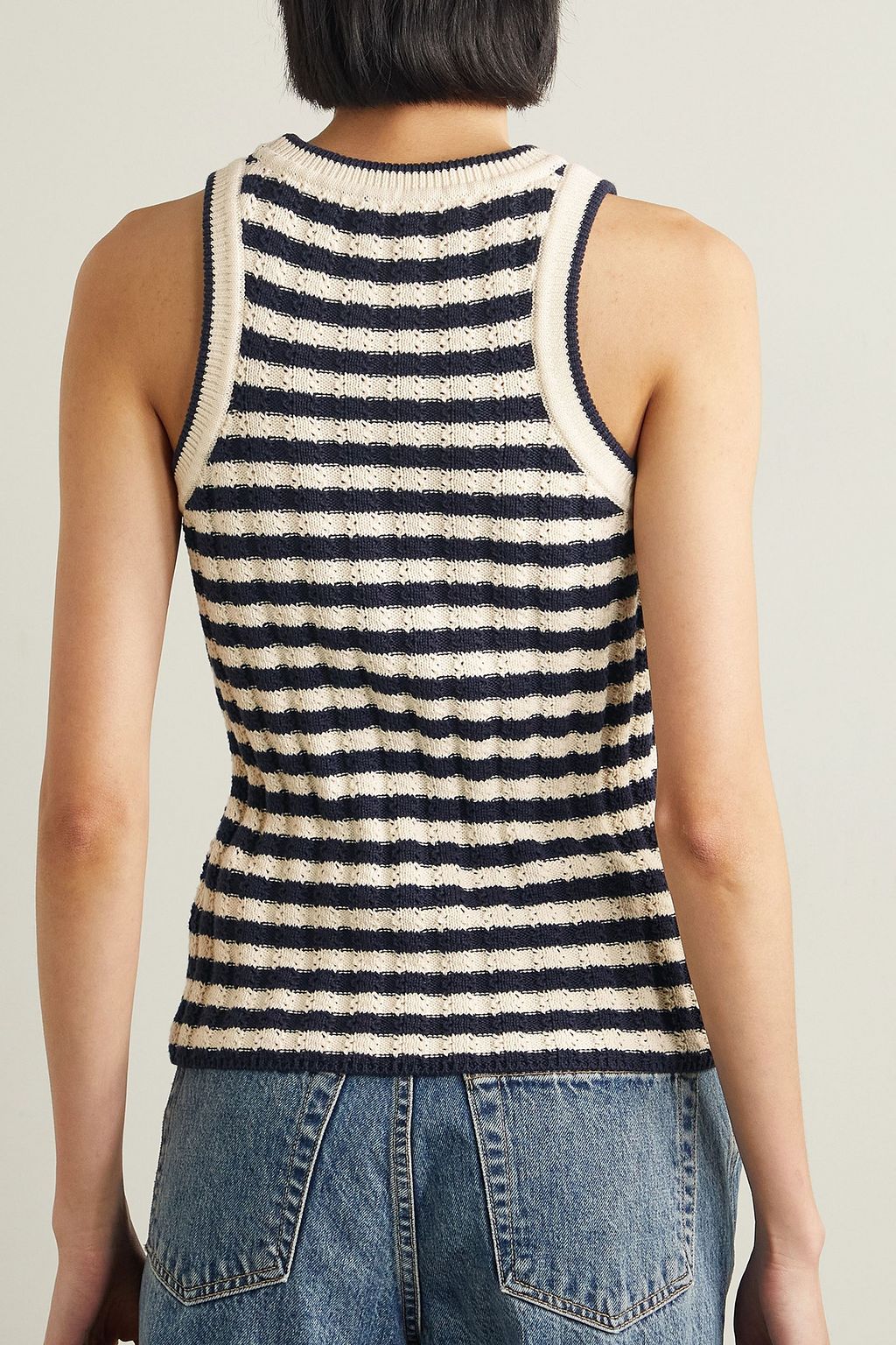 VERONICA BEARD Jerrel striped ribbed cotton tank