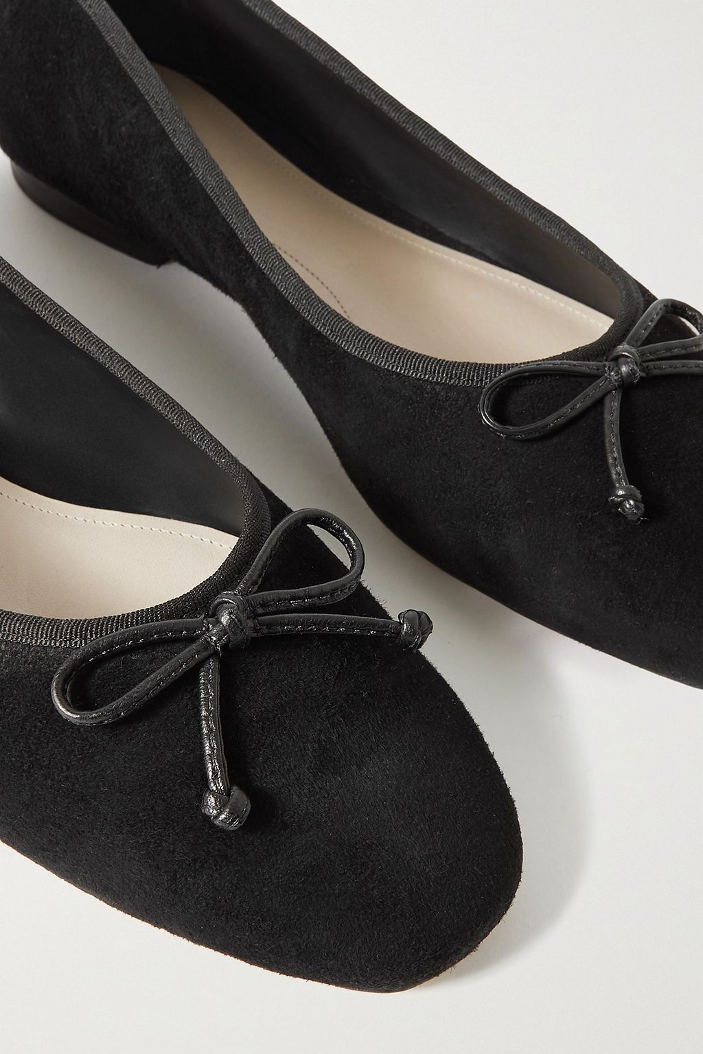 PORTE & PAIRE Bow-embellished suede ballet flats