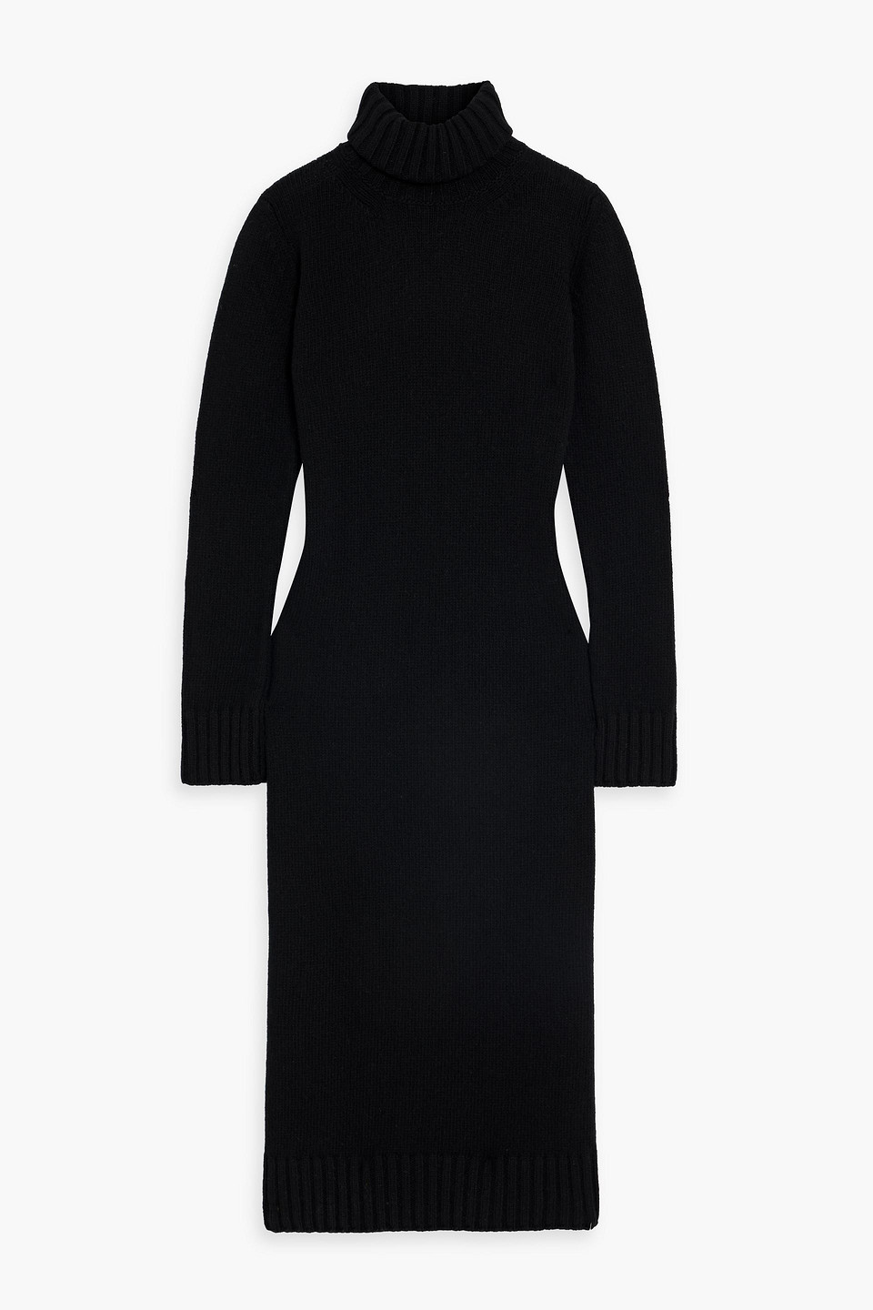 And-daughter Simone Wool Turtleneck Midi Dress In Black