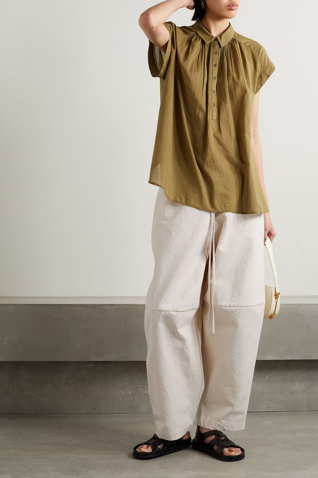 LAUREN MANOOGIAN Vessel cotton and linen-blend wide-leg pants