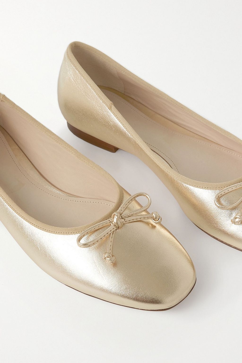 PORTE & PAIRE Bow-embellished metallic leather ballet flats | THE OUTNET