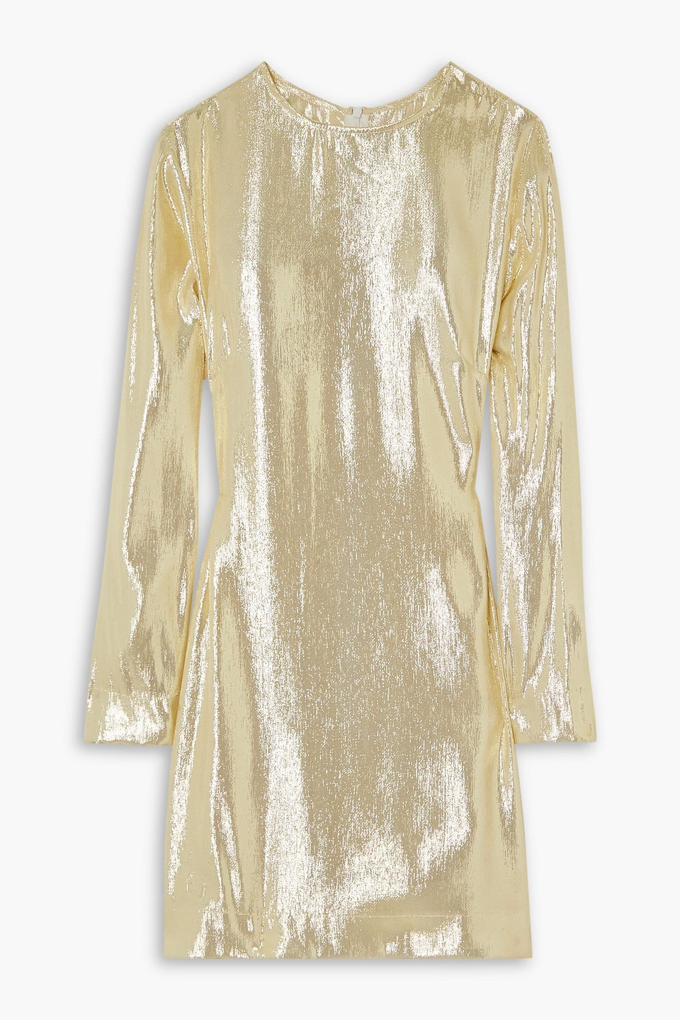 Beare Park Metallic Silk-blend Lamé Mini Dress In Gold
