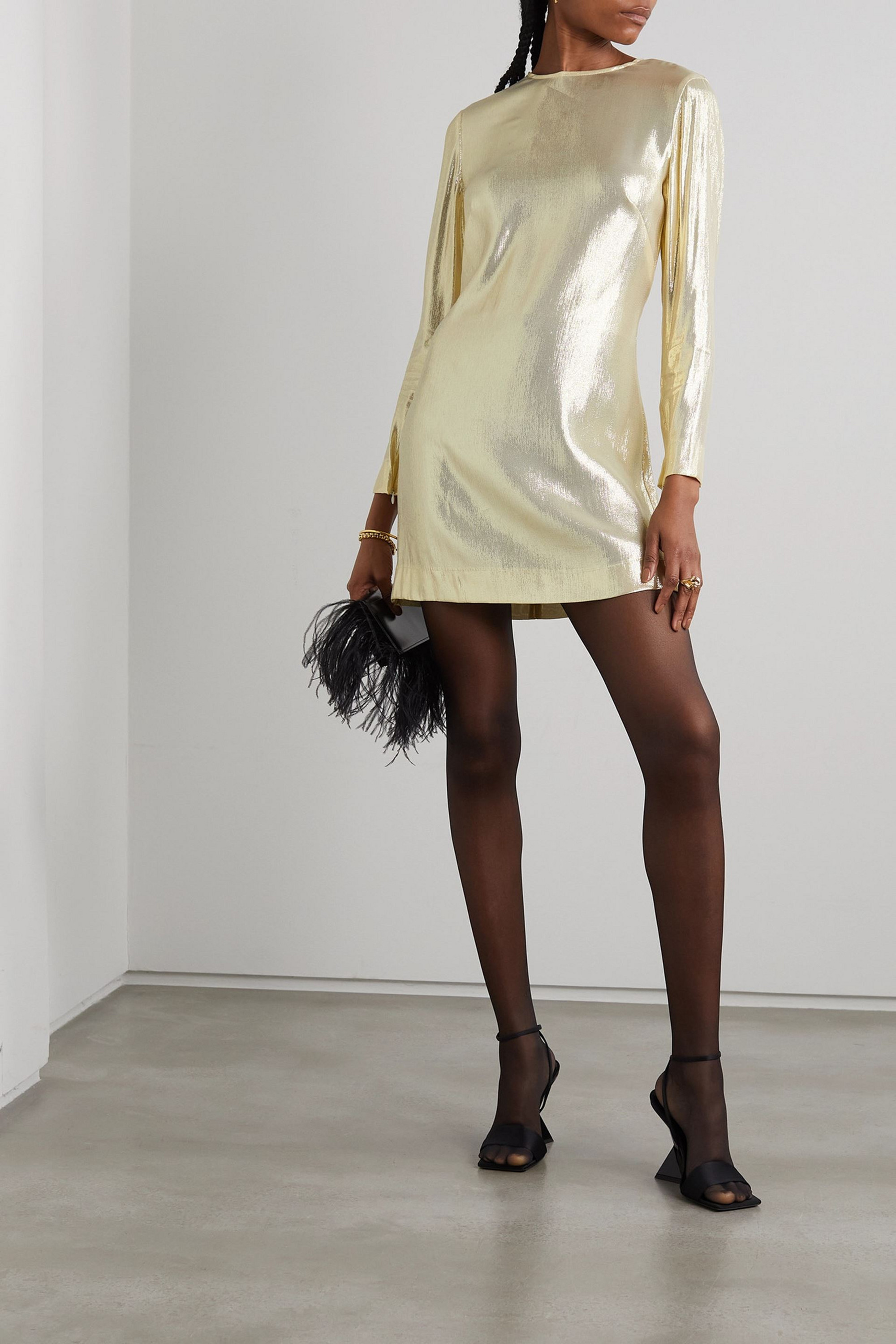 BEARE PARK Metallic silk-blend lamé mini dress