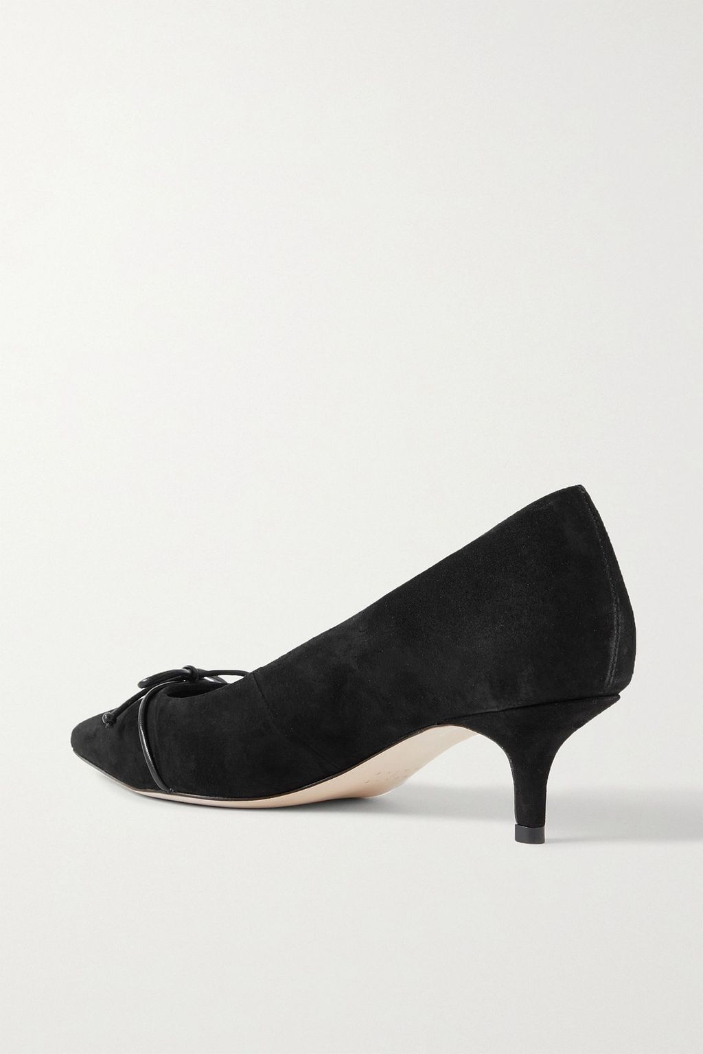 PORTE & PAIRE Bow-detailed leather-trimmed suede pumps