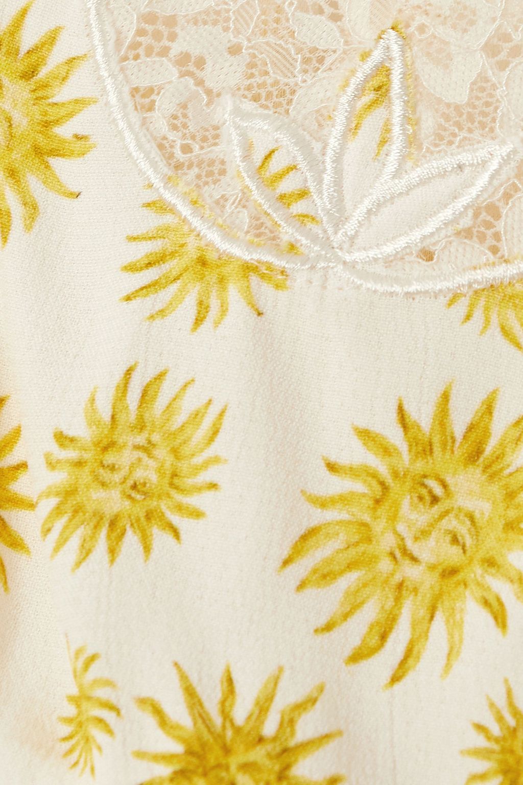 RIXO Selva lace-trimmed printed voile top