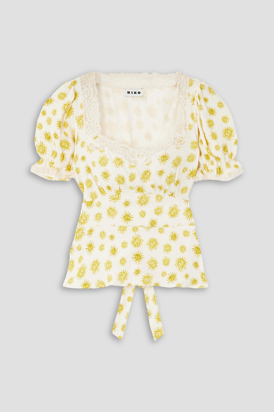 Rixo London Selva Lace-trimmed Printed Voile Top In Ivory