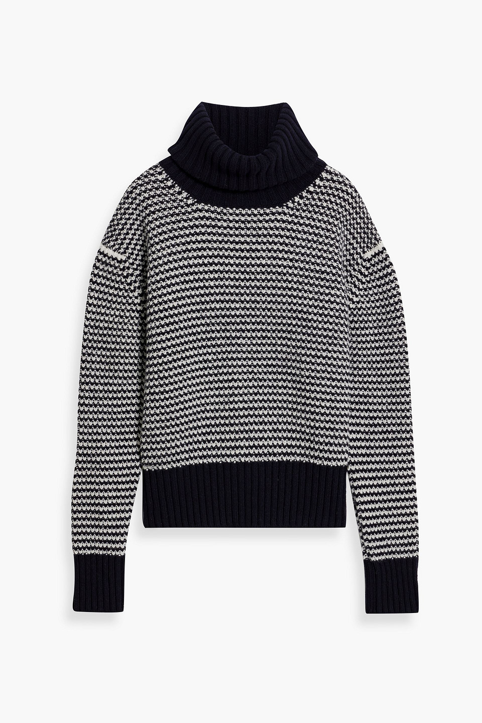 And-daughter Striped Wool Turtleneck Jumper In Navy