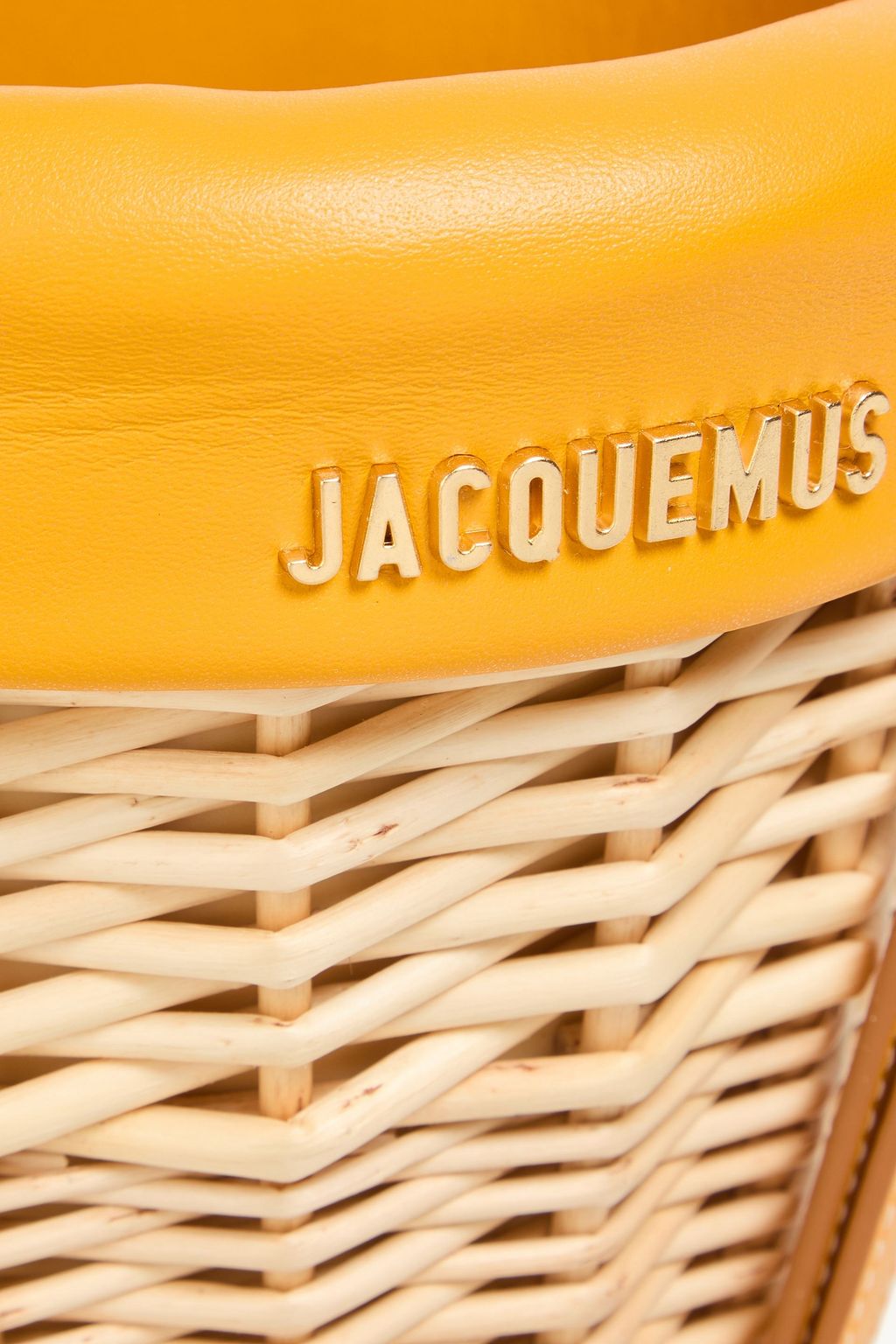 JACQUEMUS Le Panier Seau leather-trimmed wicker bucket bag