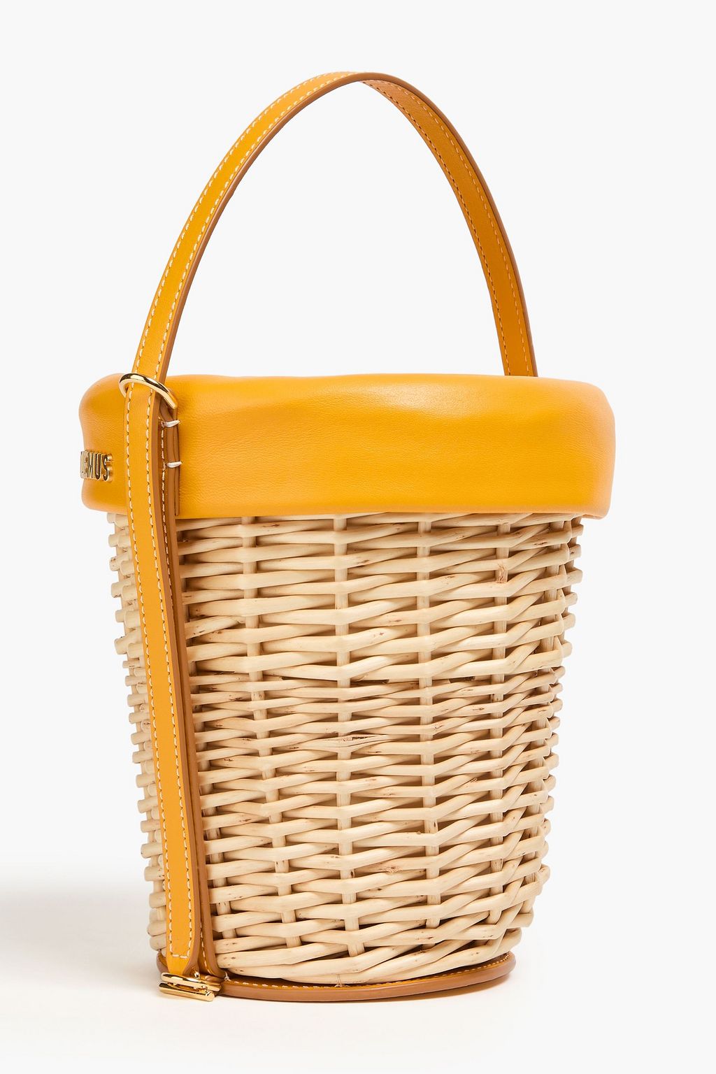 JACQUEMUS Le Panier Seau leather-trimmed wicker bucket bag