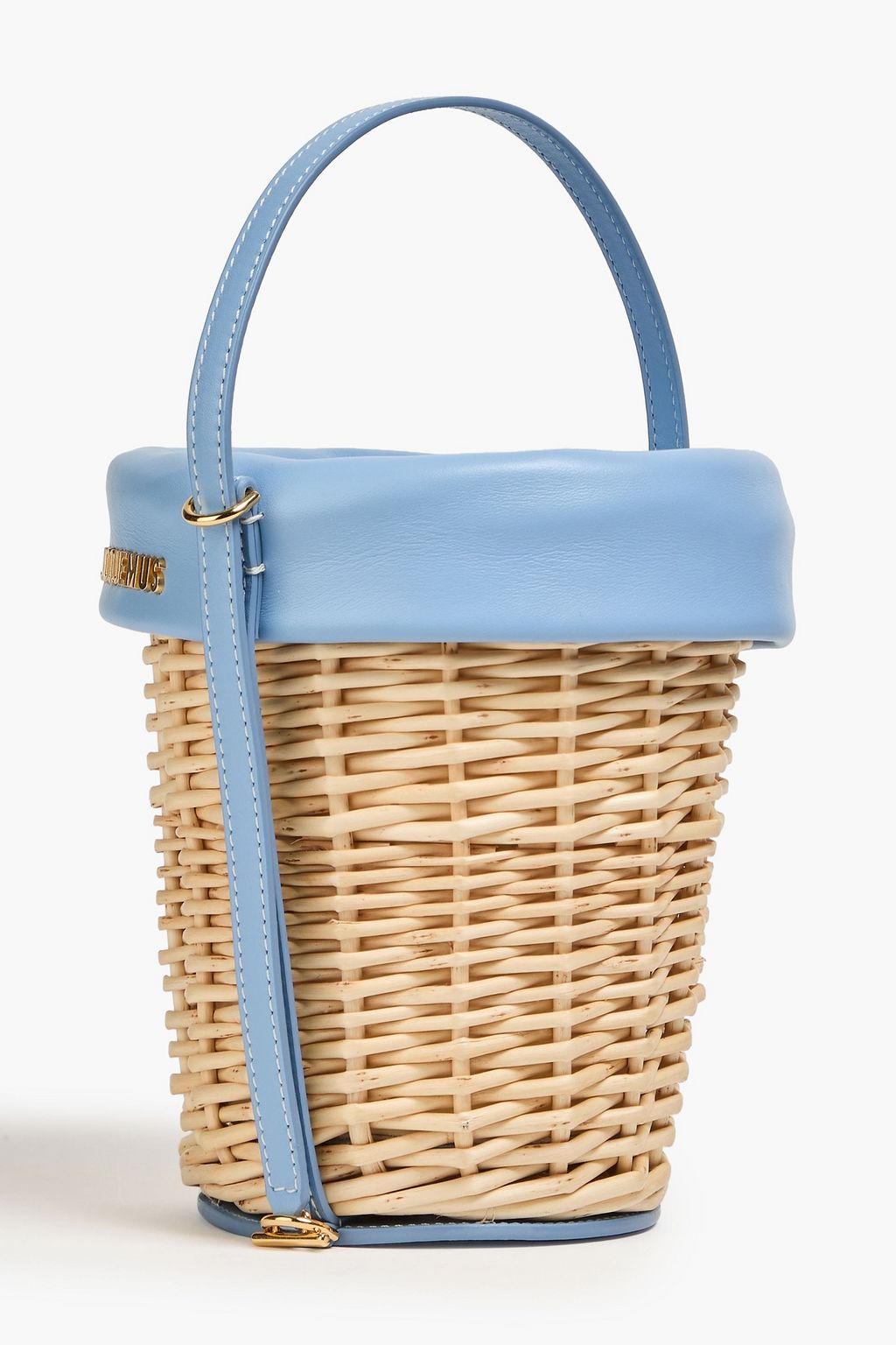 JACQUEMUS Le Panier Seau leather-trimmed wicker bucket bag