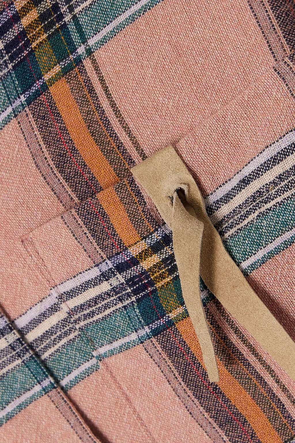 FORTELA April suede-trimmed checked flannel shirt