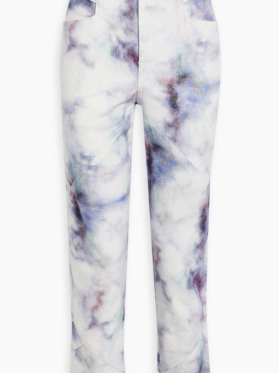 eloisa appliquéd tie-dyed high-rise tapered jeans