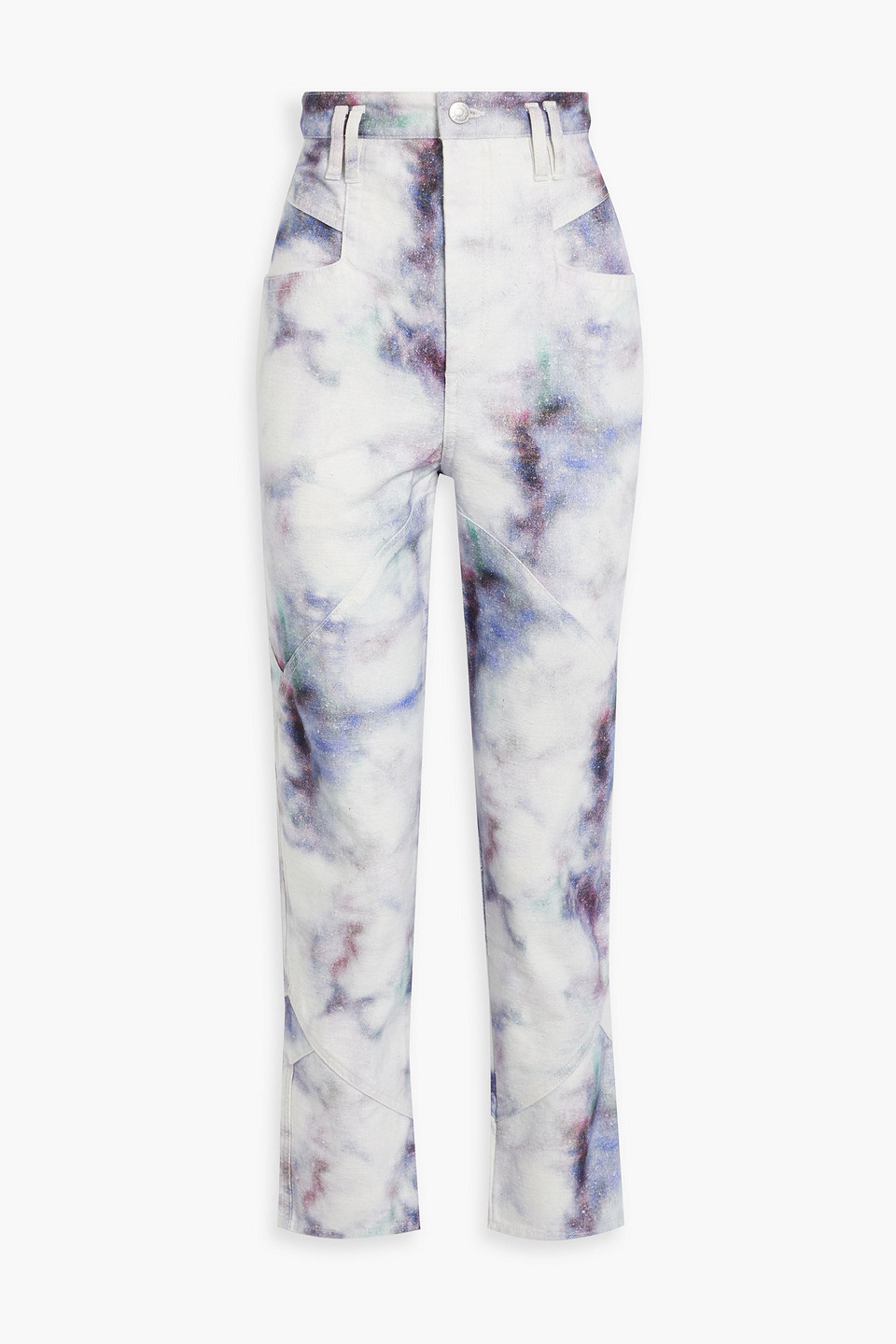 Eloisa appliquéd tie-dyed high-rise tapered jeans