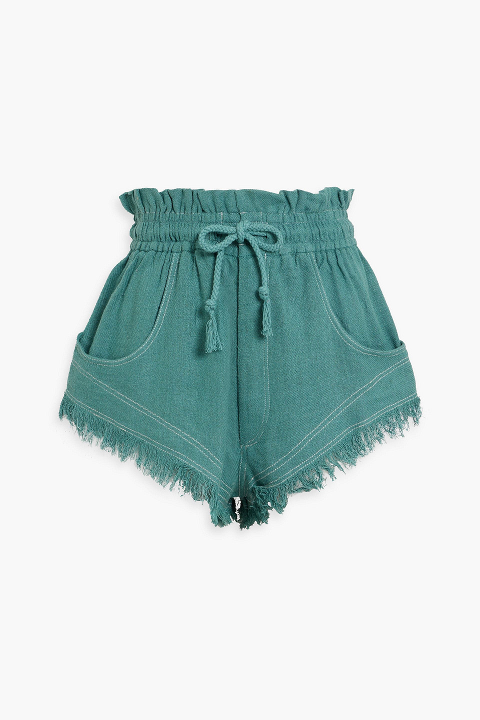Isabel Marant Talapiz Frayed Silk Shorts In Teal