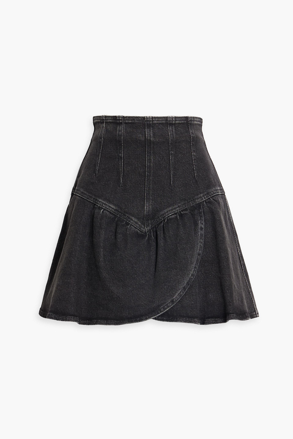 Isabel Marant Dimenia Wrap-effect Denim Mini Skirt In Black