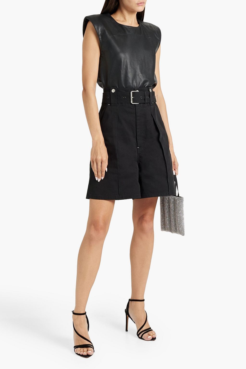 ISABEL MARANT Delilaz belted pleated cotton-twill shorts