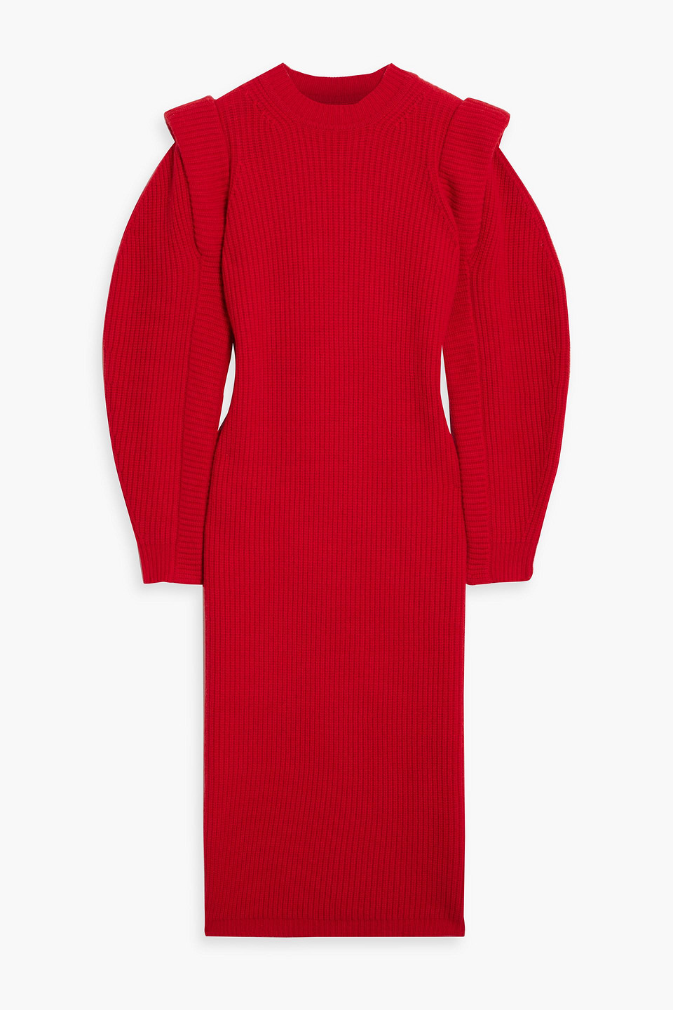 Isabel Marant Bea Ribbed Cashmere And Wool-blend Midi Dress In Red