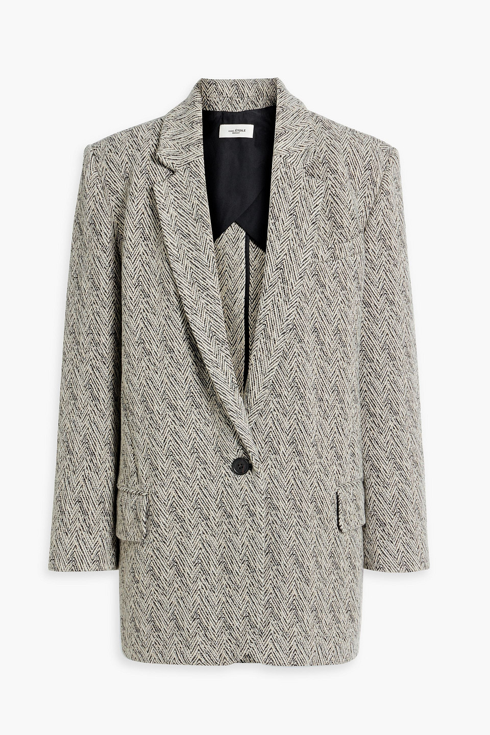 Isabel Marant Étoile Herringbone Wool-blend Tweed Blazer In Black